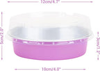 Beasea Disposable Mini Pans with Lids, 100 Pack 4” 8oz Light Pink Aluminum Baking Foil Tins Round Small Tart Container for Individual Cupcake Dessert Muffin Ramekin Cheesecake Quiche Oven Dishes