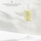 JoyJolt Elle 5.7oz Champagne Glasses, Fluted Glass Flute Set of 2, Vintage Style Unique Drinking Cocktail and Mimosa Glasses, Wedding Champagne Flutes