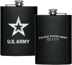 US Army 8 oz Flask | Stainless Steel Hip Flask for Liquor – Matte Black, Great Gift Idea for Veterans - Army Black Flask