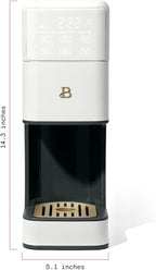 Beautiful Perfect Grind Programmable Single Serve Coffee Maker with Touch-activated Display, Programmable and Integrated Burr Grinder, 64oz Water Reservoir (WHITE ICING)