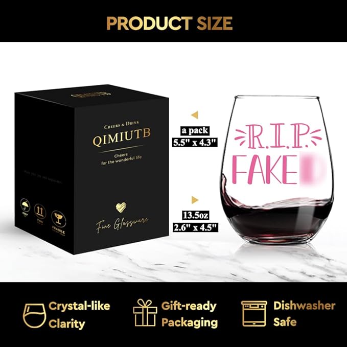 21st Birthday Wine Glass, RIP FAKE ID 21st Birthday Gifts for Her, Funny Gift Ideas for Sister, Friend, Coworker,BFF, Women,Daughter-117