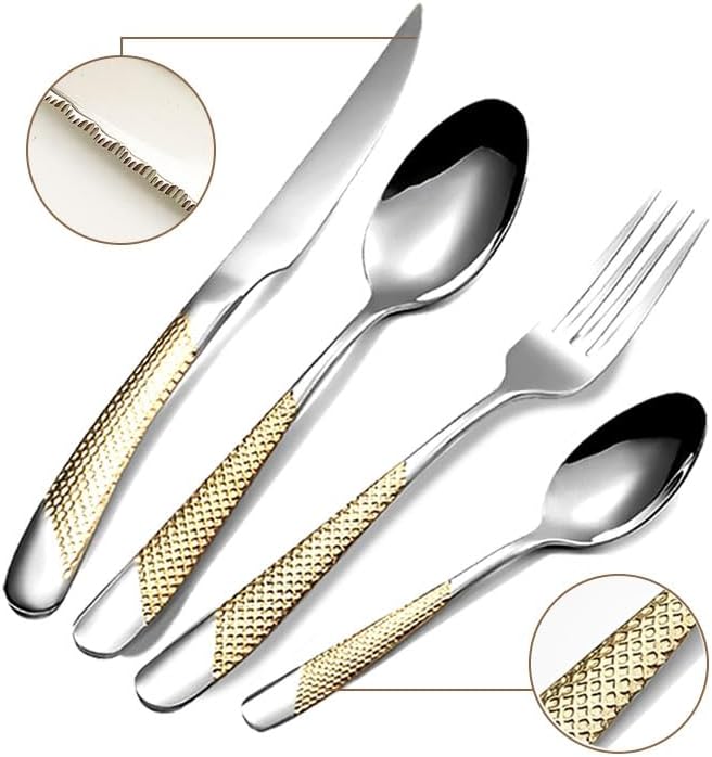 16-Piece Stainless Steel Modern Flatware Set For 4,Silverware Set With Thick Material, Silver and Gold Dining Cutlery Set For Family party, Memorial Day, Christmas Gifts