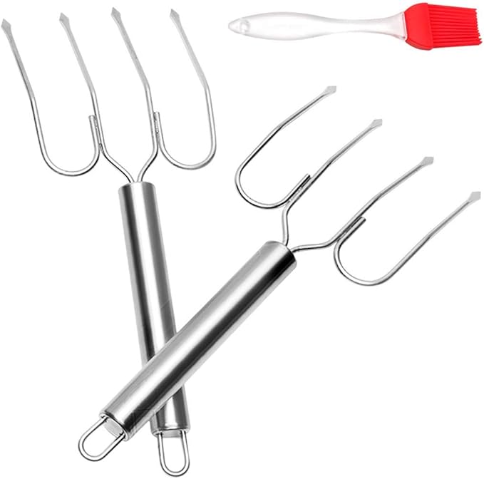 Turkey Lifter Serving Set Roaster Poultry Forks Including 1 Good Grip Silicone Basting & Pastry Brush