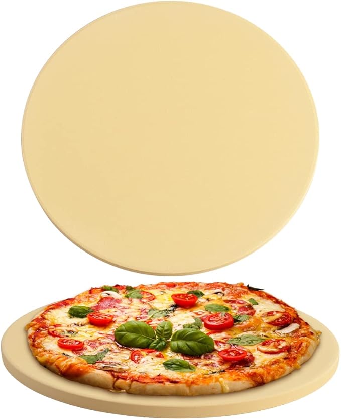 homEdge Pizza Stone Set, Heavy Duty Round Cordierite Baking Stone for Bread, Pizza, Thermal Shock Resistant Cooking Stone for Oven and Grill-15 Inches (Diameter)