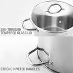 HOMICHEF Stock Pot 8 Quart with Lid Nickel Free Stainless Steel - Mirror Polished Stockpot 8 QT with Lid - HEALTHY COOKWARE Stockpots 8 Quart - Soup Pot for Induction Cooktop