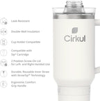 Cirkul 40oz. Pearl Stainless Steel Tumbler with Handle, All-Day StrawSip™, Double-Wall Insulated