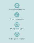 Stoneware dinnerware set 8 persons 32 pcs – Modern style plates and bowls set ceramic – Dishwasher safe and scratch resistant – Bowl and plate set – Dinner service Pure Living beige & blue