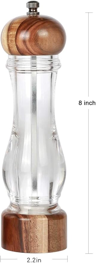 KKC HOME ACCENTS Wood Salt and Pepper Shakers,Wooden Salt and Pepper Grinder,Ceramic Core,Refillable,8 inch