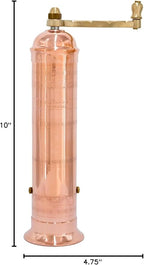 The Original Greek Pepper Mill 10 Inch Tall | European Pepper Mill Grinder with Crank Handle | Manual Pepper Grinder | Peppercorns Refillable - Copper…