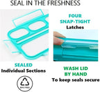 Bento Box Lunch-Box with Bag and Ice Pack, Insulated Lunch Bag and Snack Container Set for Kids Boys Girls Adults. 6 Compartments, Divided Portion Containers, Boxes for School Lunches, Teal