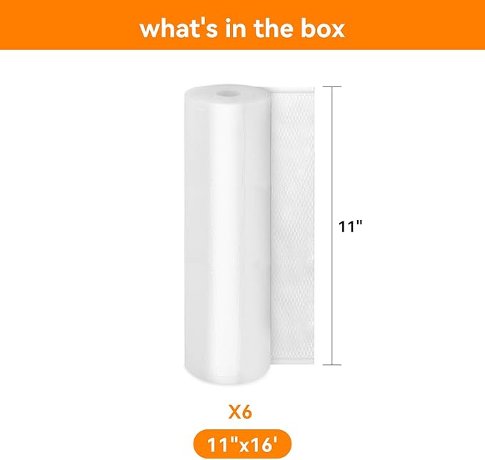 Wevac Vacuum Sealer Bags 11x16' Rolls 6 pack for Food Saver, Seal a Meal, Weston. Commercial Grade, BPA Free, Heavy Duty, Great for vac storage, Meal Prep or Sous Vide