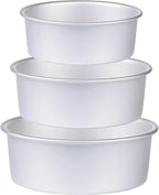 HomeMall Round Cake Pan Set of 3 (6 x 3 inch/8 x 3 inch/10 x 3 inch), Aluminum Baking Pans for Layer Cakes, Heavy Duty Non-Stick, Evenly Baking Tools for Home Kitchen, Birthday Wedding Anniversary