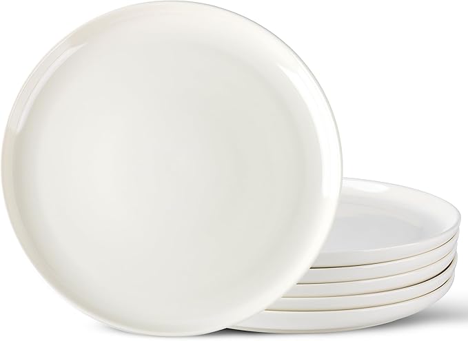 AmorArc Ceramic Plates Set of 6, 8.5 Inch Round Stoneware Salad Plates Use for Dessert, Salad, Appetizer etc,Microwave & Dishwasher & Oven Safe, Scratch Resistant Small Deep Dinner Plates