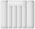 Kitsure Cutlery Drawer Organiser for Kitchen - Adjustable Cutlery Tray for Effortless Utensil Sorting, Versatile Kitchen Storage & Organisation Solution, 12.13" x 1.54" x 8.07"~13.90", White
