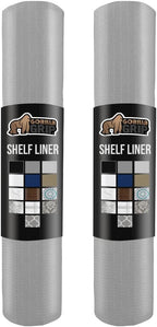 GORILLA GRIP Slip Resistant Drawer and Shelf Liner 2 Pack, Non Adhesive Water Resistant, Easy Clean and Trim, Smooth Surface Liners for Kitchen Cabinet Shelves Drawers Pantry 12 IN x 10 FT, Light Gray