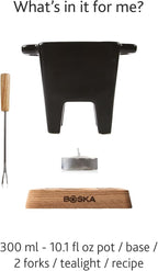 Boska Tealight Tapas Fondue Set - Best for Cheese or Chocolate - Microwave Safe Ceramic Hot Pot Chocolate Fountain Snack - Wedding Registry Items Small Kitchen Appliances - 200 mL Pro Collection