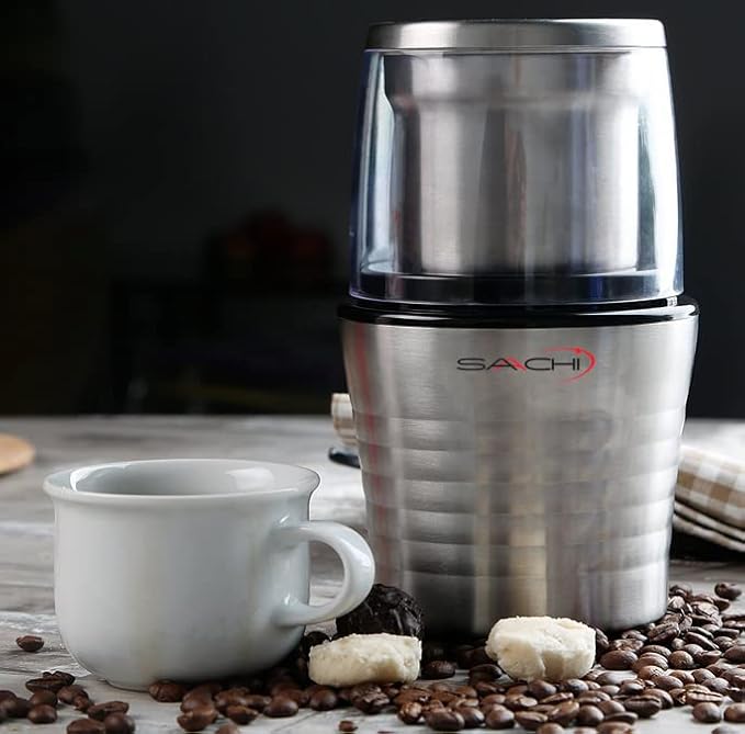 Saachi 2-in-1 Electric Coffee Grinder Plus Wet and Dry Spice Grinder with 2 Stainless Steel Blades Removable Bowls, SA-2915