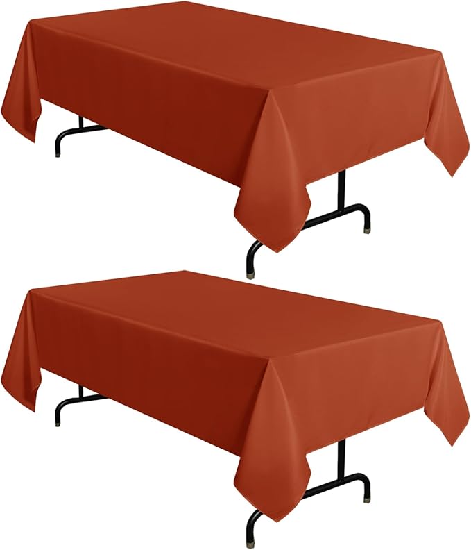sancua 2 Pack Rust Tablecloth 60 x 102 Inch, Rectangle Thanksgiving Table Cloth for 6 Feet Tables - Stain and Wrinkle Resistant Washable Polyester Table Cover for Dining Tables, Parties and Camping