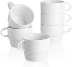 Sweese 6-Pack Porcelain Latte Cups, White Superior Durable Professional, 6 Count (Pack of 1)