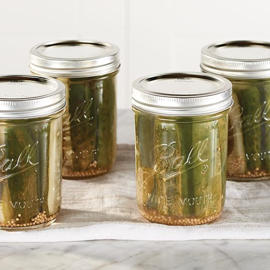 Ball Wide Mouth Glass Mason Jars with Lids and Bands, Used for Canning, Pickling, Juice, Jam, Jelly, Pint Size 16 Ounce (Pack of 3)