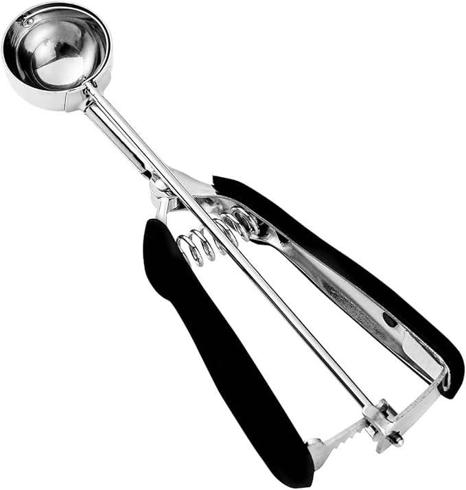 Cookie Scoop 1.5 Tbsp, Cookie Dough Scoop, Size #50, 1.5 Tablespoons, Cookie Scoops for Baking, Black, 18/8 Stainless Steel, Comfortable Grip