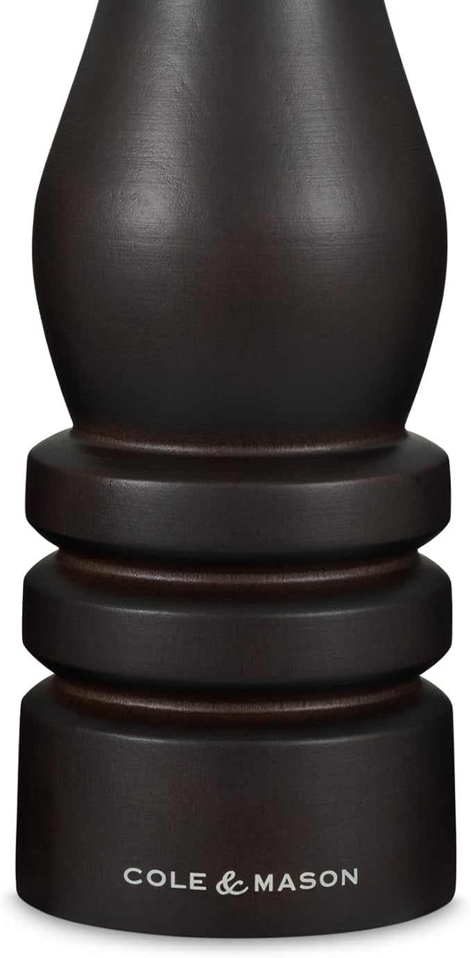 Cole & Mason London Refillable Spice Mill - Kitchen & Home Accessory - Table Salt Grinder - Salt Mill with Ceramic Mechanism - 8", Chocolate Wood