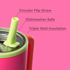 HydroJug Traveler - 32 oz Water Bottle with Handle & Flip Straw - Fits in Cup Holder, Leak Resistant Tumbler-Reusable Insulated Stainless Steel & Rubber Base - Gifts for Women & Men, Orchid