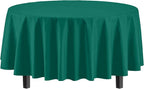 Exquisite 12-Pack Premium Plastic 84-Inch Round Tablecloth - Dark Green