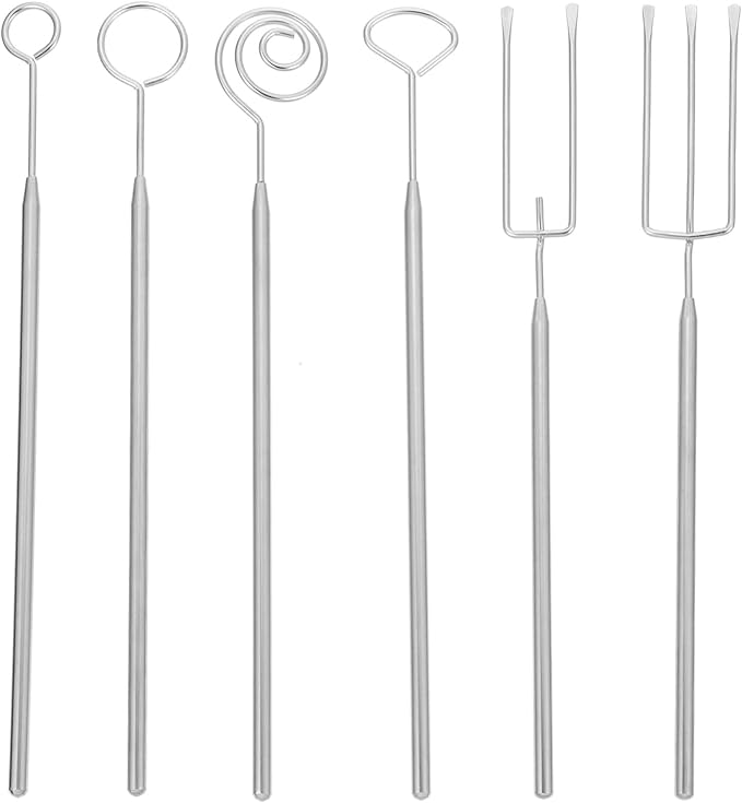 6Pcs Chocolate Dipping Tools Set Stainless Steel Fondue Forks for Candy and Dessert Baking Supplies Easy to Clean Cooking Utensils