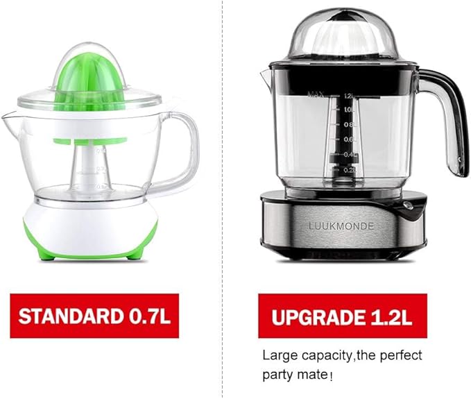 Luukmonde Electric Citrus Juicer 1.2L Large Volume, Orange Juicer with Powerful Motor and LED Working Lamp, Electric Lemon Squeezer for Orange Lemon Lime Grapefruit, Black