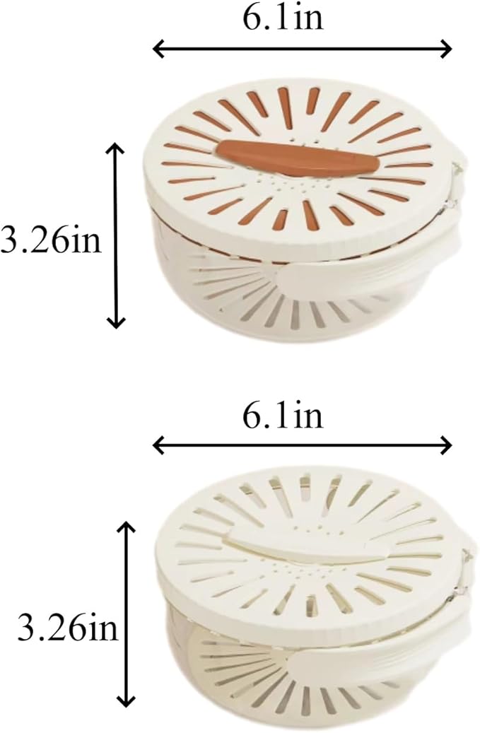 4Pcs Kitchen Colanders Bowl, Multipurpose Draining Basket with Lid & Handle, Fruit Cleaning Bowl with Strainer, Fruit Washing Storage Container, Portable Fruit Washing Bowl (2xBrown,2xWhite)