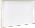 MAONAME White Decorative Tray for Coffee Table, Modern Serving Tray with Handles, Plastic Rectangular Tea Tray for Ottoman, Bathroom Decor, 15.8” X 10.2” x1.4