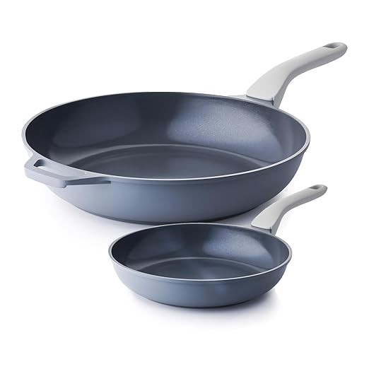 Nonstick Ceramic Frying Pan, Skillet with Stay Cool Handle, Egg & Omelet & Chef's Pan, Induction Compatible & Oven Safe, Dishwasher Safe, PTFE PFAS & PFOA Free (8+12 Inch)