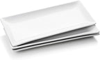 Serving Platters Set of 3, Large Serving Trays 14 inch, White Serving Plates, Ceramic Rectangle Plate, Long Platter for Cake, Sushi, Steak, Dessert, Buffet