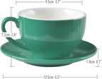 Porcelain Coffee Cup with Saucer 220ml/7.3oz for Cappuccino, Latte, and Tea, Cyan