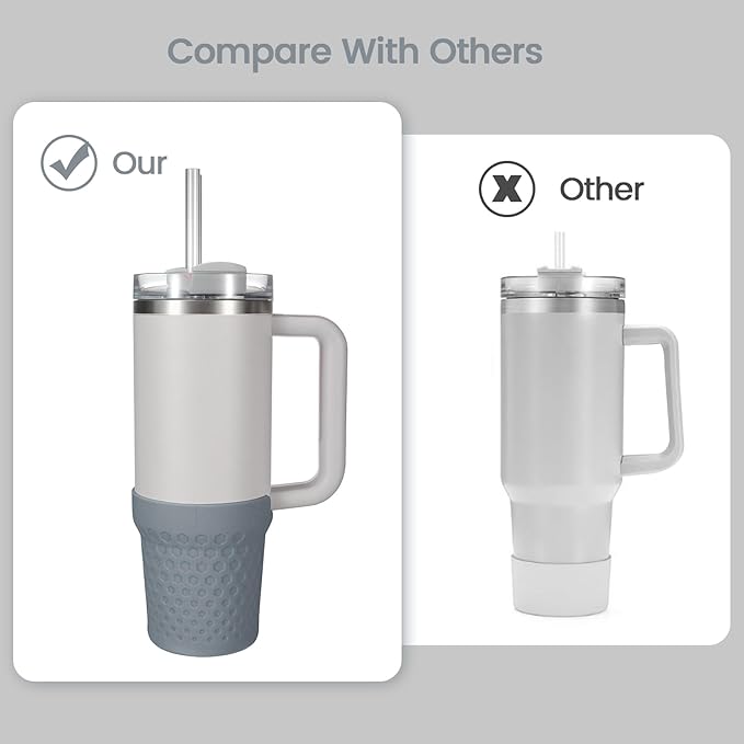 Silicone Boot for Stanley, Cup Bottom Protector Sleeve Accessories for Stanley Quencher H2.0 FlowState Tumbler 40oz / Adventure Quencher Tumbler 40oz (Gray)