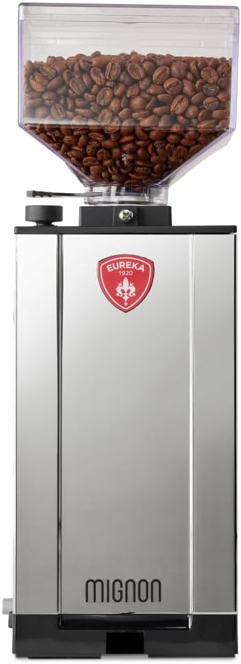 Eureka Mignon Silenzio Espresso Grinder | Silent Technology | Stepless | Timed Dosing | (Chrome, 55mm)