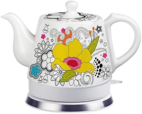 FixtureDisplays® Teapot, Ceramic, Teamaker, Large Yellow Flower 12039NEW-NPF