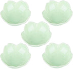 WHJY Light Green Cherry Blossom Dish Set, Cute Pink Ceramic Plates, Sauce/Seasoning Dish, Sushi Dishes, Soy Dipping Bowl, Dessert, Appetizer Plates, Serving Dish for Kitchen Home – Set of 5