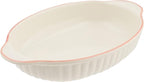 Banko Ware 12477 Oven-safe, Color Line, Oval Au Gratin Dish, Pink Line, Tableware, Pottery, Microwavable, Made in Japan