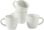 Hasense 7 Ounce Cappuccino Cups Set of 4 Perfect for Latte, Americano, Cafe Mocha and Tea, Ceramic Coffee Cups Ideal for Party Cafe Home and Kitchen, Microwave and Dishwasher safe, White