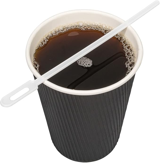 Restaurantware-5.8 Inch Coffee Stirrers, 100 Disposable Coffee Stirring Sticks - Unique Keyhole Design, For Hot And Cold Drinks, White PS Plastic Plastic Stir Sticks, For Coffees and Cocktails,