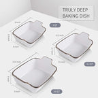 KOOV Bakeware Set, Ceramic Baking Dish Set, Rectangular Casserole Dish Set, Lasagna Pans for Cooking, Cake Dinner, Kitchen, 9 x 13 Inches, Texture Series 3-Piece (White)