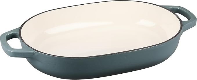 Enameled Cast Iron Dutch Oven Pot with Lid, Oval Dutch Oven for Bread Baking, Bread Oven for Homemade Sourdough Bread Baking, 7qt, Slateblue