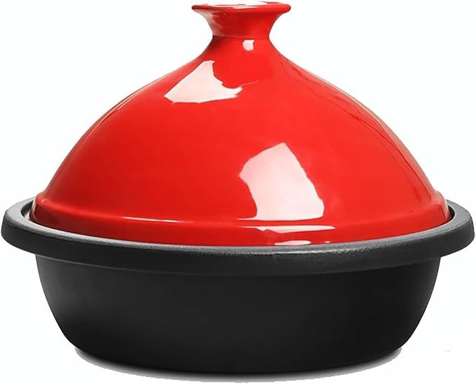 Enameled Cast Iron Tagine Pot - Nonstick Moroccan Casserole Dish for Stews and Slow Cooking - Durable Ceramic Cookware for Home Use