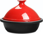 Enameled Cast Iron Tagine Pot - Nonstick Moroccan Casserole Dish for Stews and Slow Cooking - Durable Ceramic Cookware for Home Use