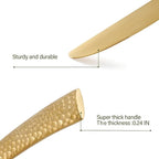 Gold Silverware Set Flatware Set Matte Finished Stainless Steel Hammered Heavy Cutlery Set 20 Pieces Service for 4