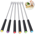 Stainless Steel Fondue Forks 6Pcs 9.1" with Heat Resistant Handle Color Fondue Set Fondue Sticks Fondue Cheese for Grill Cake Chocolate Meat Fruits Cheese Fondue Fountain Roast Marshmallows Dessert