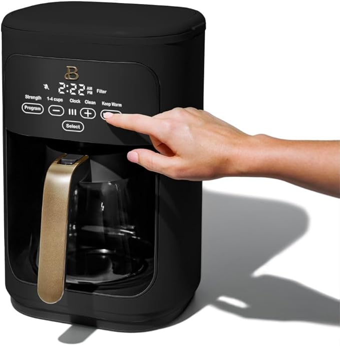 Beautiful Coffee Maker, 14-Cup, Touch-Activated Display, Programmable, Automatic Shut-Off, 1200W, Keep Warm, 24h Timer (Black Sesame)