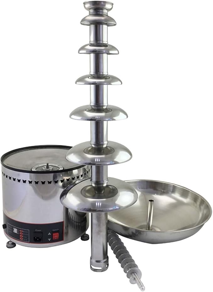 7 Tiers Chocolate Fountain, Stainless Steel Chocolate Waterfall Machine, Hot Cheese Fondue Tower with Automatic temperature control
